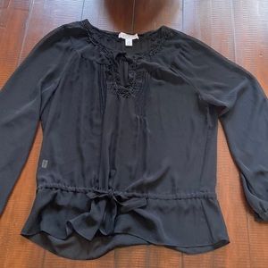 Beautiful sheer and Taylor loft black sheer top size 10 long sleeves
